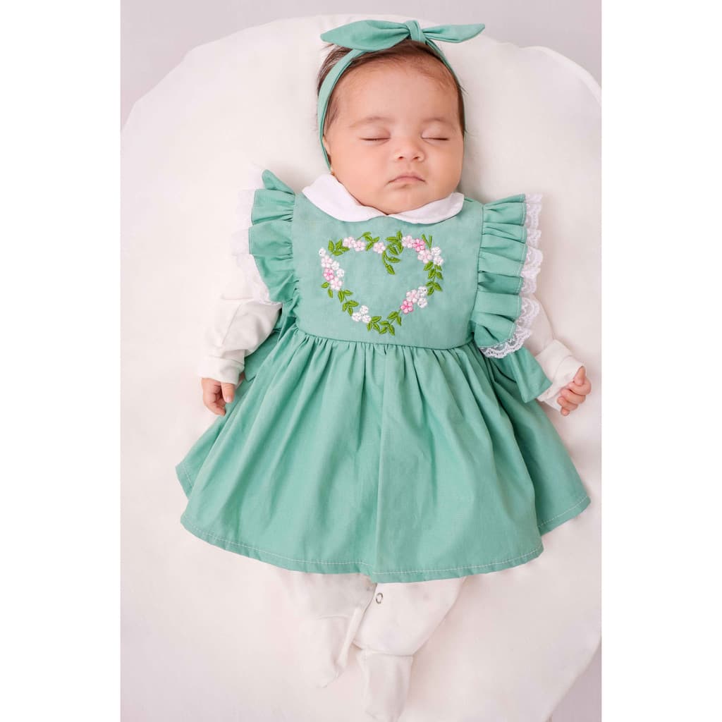 Saída Maternidade Menina 04 peças Coração Zoe Roupas de bebê