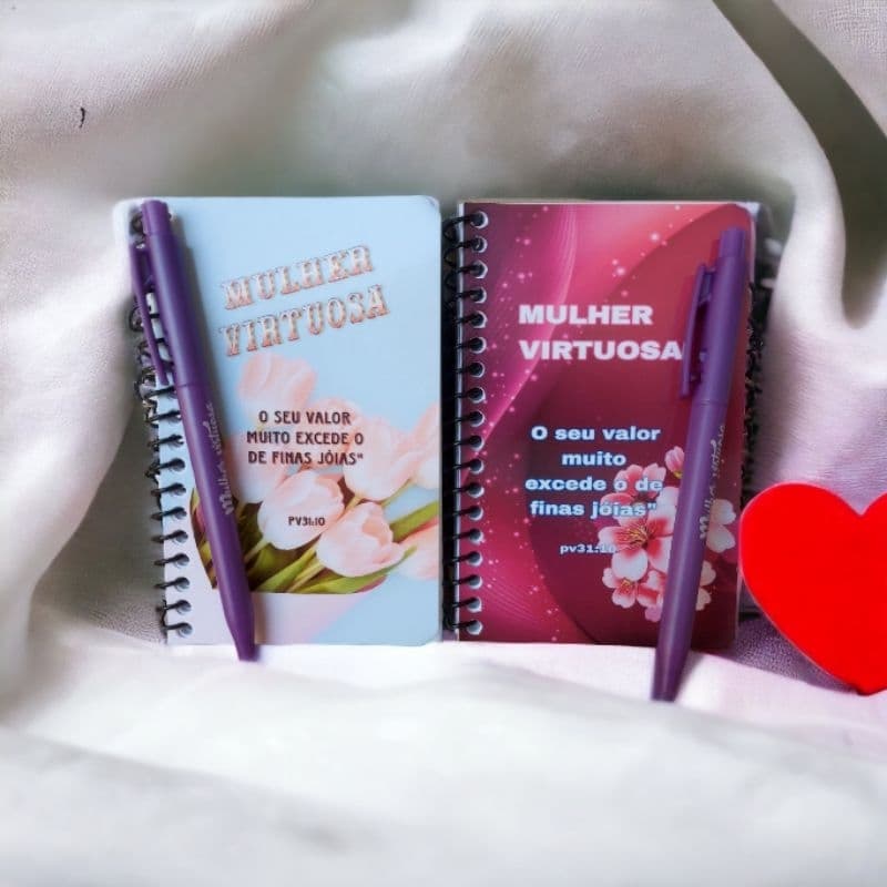 10  kit caderneta mulher virtuosa sem pauta lembrancinhas evangélicas