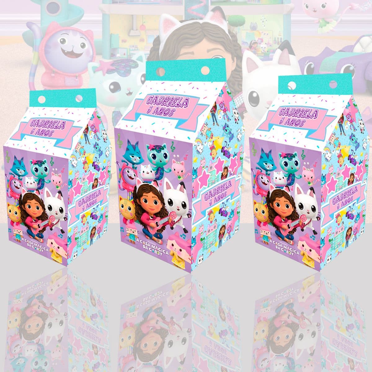 Caixinha Milk Cone Pirâmide Porta Chocolate  A Casa Mágica de Gaby Caixa Surpresa Lembrancinha Aniversário Personalizada