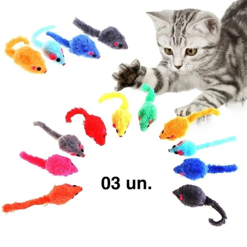 03pçs Brinquedo de rato de pelúcia/brinquedo de gato/brinquedo de estimação