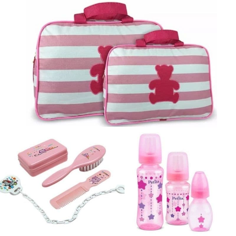 Kit Bolsa com Mamadeira e acessórios Banho do Bebê
