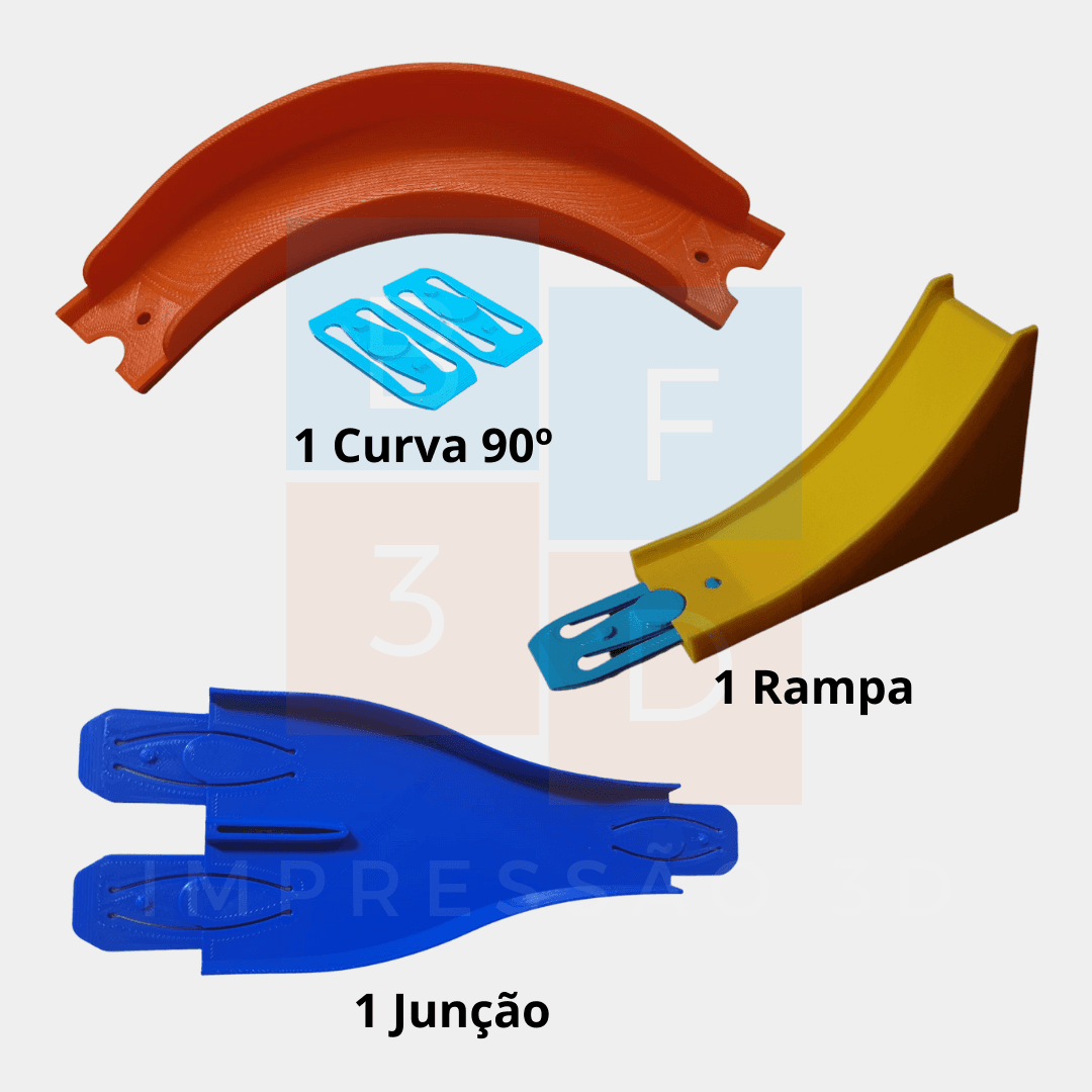 Kit Curva 90 + Rampa + Junção Y Para Pistas Hot Wheels
