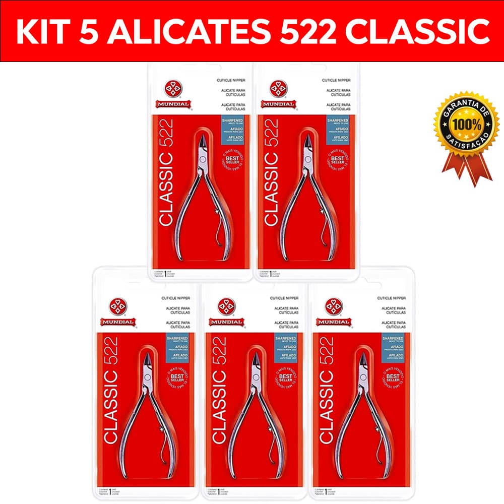 Kit 5 Alicate 522 Cutícula Unhas Manicure Mundial