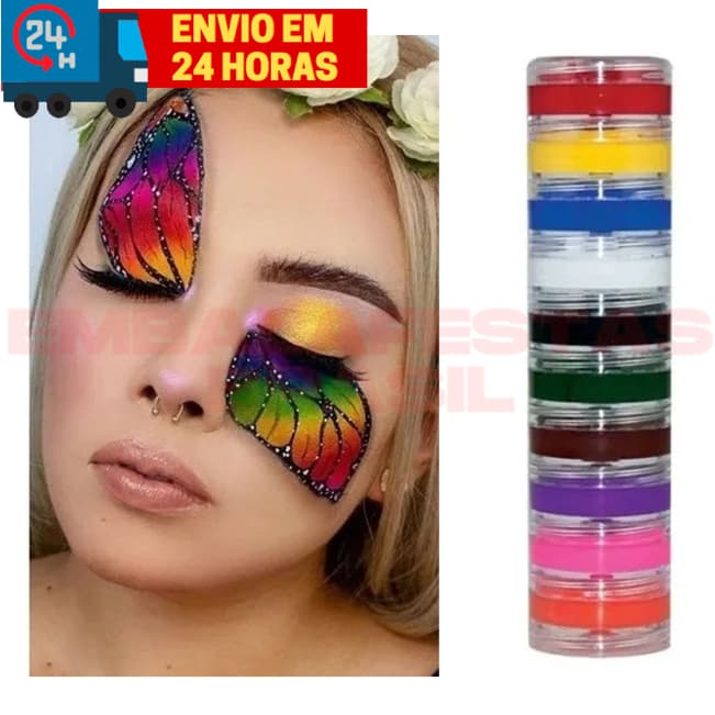 Kit Tinta Facial Color Make Cremosa Com 10, 3 ou 5 Unidades Clown Carnaval