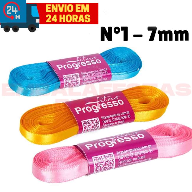 Fita Cetim Nº1 7mm  10 metros Progresso