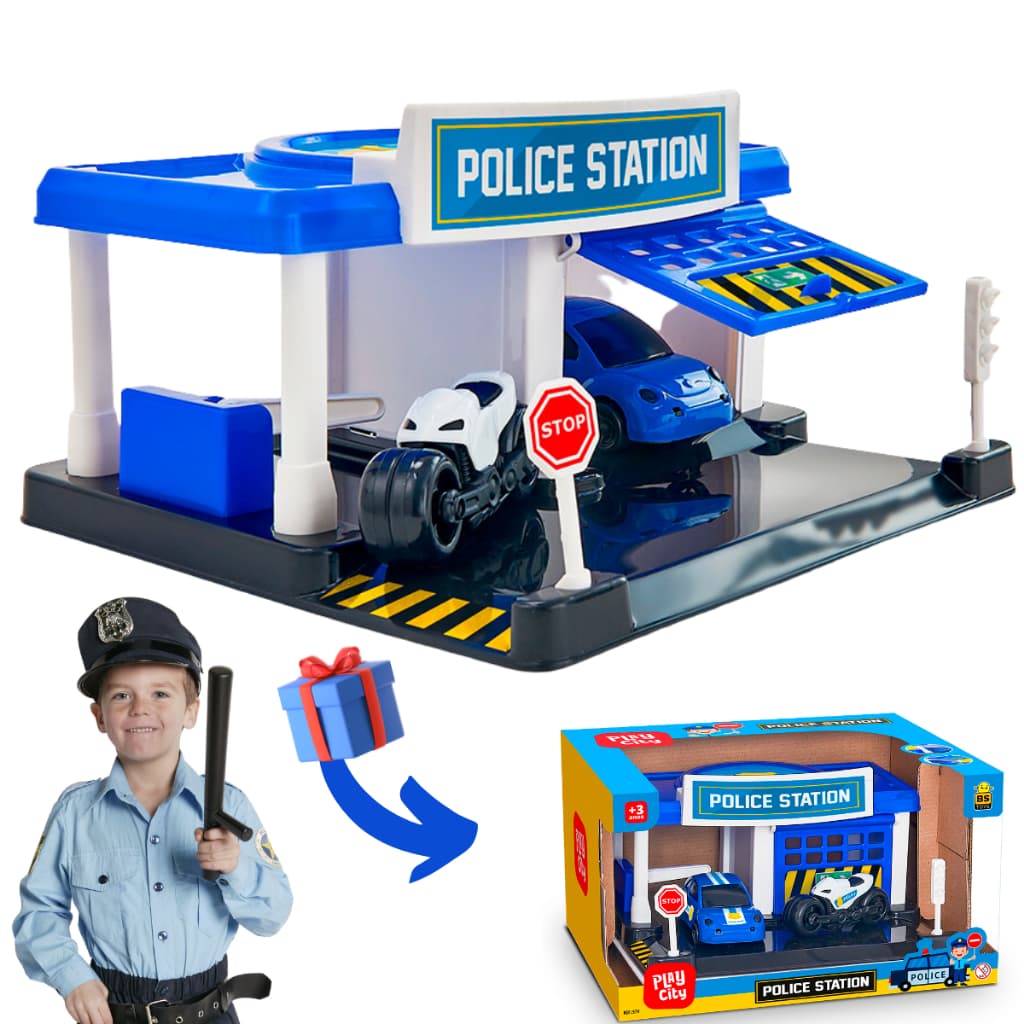 Estação Policial Brinquedo Menino Delegacia Carrinho Motinha Infantil Criança Presente