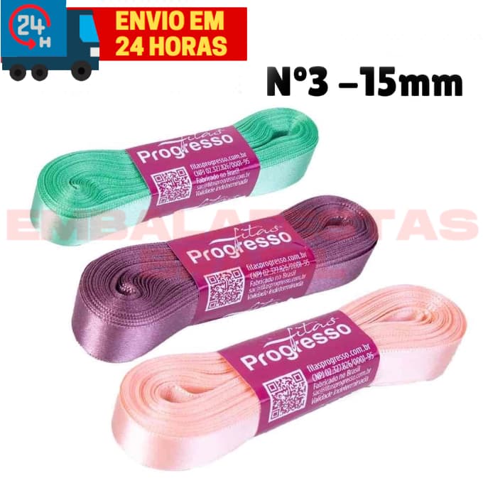 Fita Cetim Nº3 15 mm 10 metros Progresso