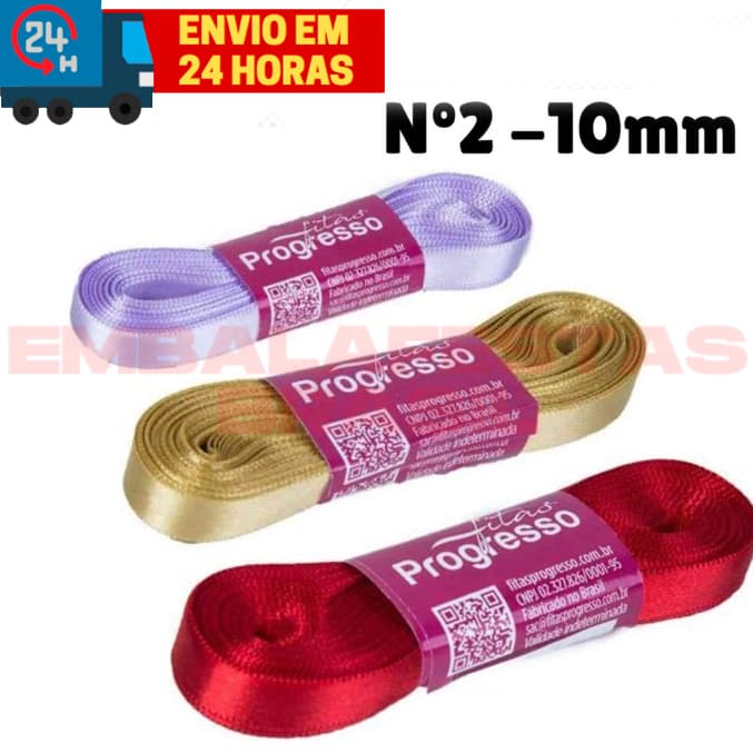 Fita Cetim 002 Progresso 10mm 100% Poliester - 10 Metros