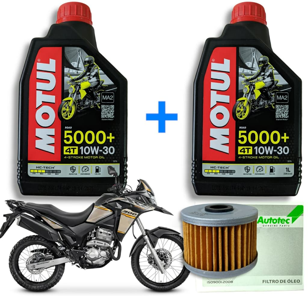 Kit troca de Óleo Xre 300 óleo Motul 10w30 5000 Semissintético 2 unidades + filtro óleo Cb 300