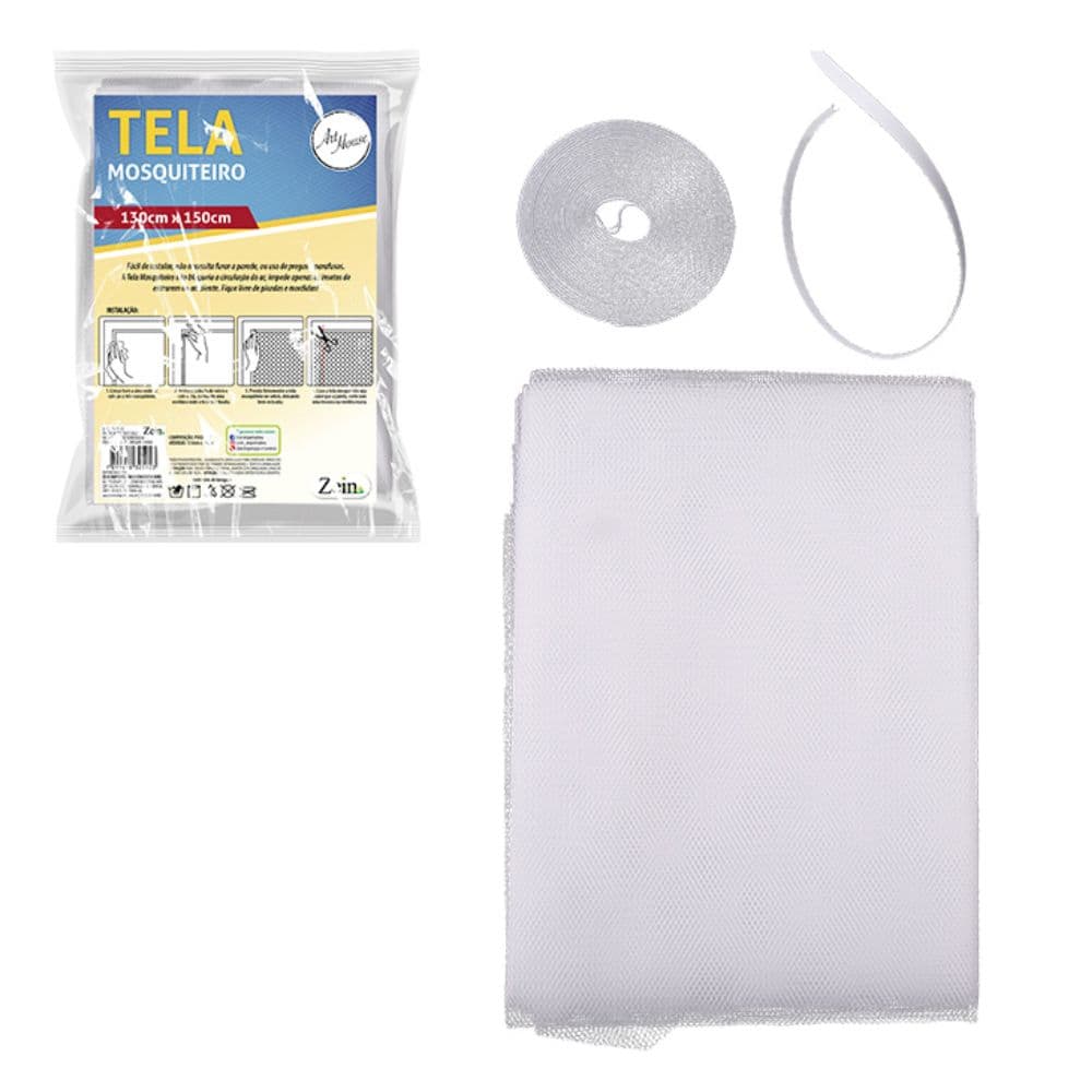 Tela Mosquiteira Para Janela 1,3 X 1,5 Metros E Adesivo