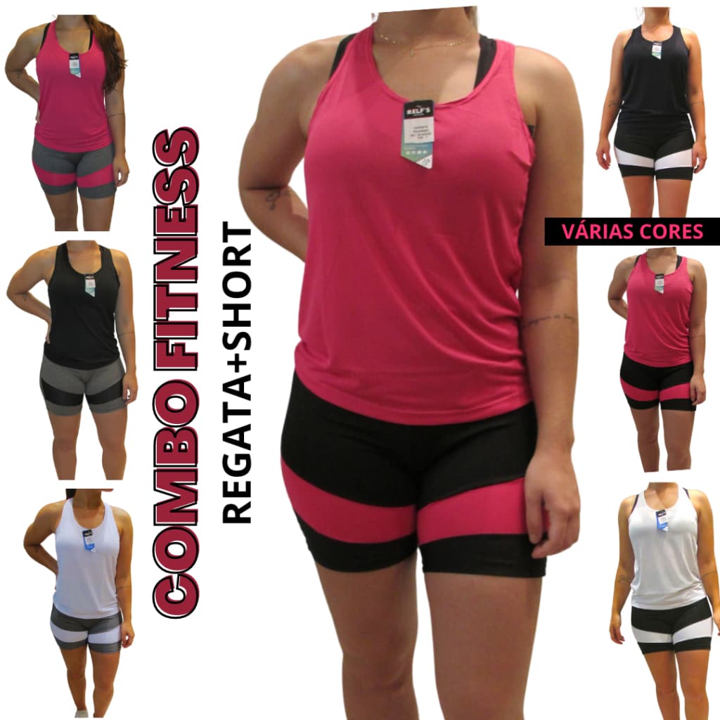 Conjunto para malhar Com 2 itens 1 Short com detalhe  +  1Regata Dryfit