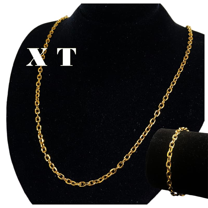 CONJUNTO MASCULINO CORRENTE + PULSEIRA CADEADO BANHADOS A OURO 60CM