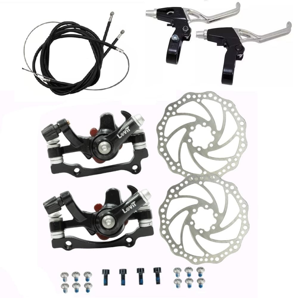 Kit Freio A Disco Mecânico Absolute ou Paco Bicicleta Completo Pinça + Disco + Manete de Alumínio e cabos de Freio