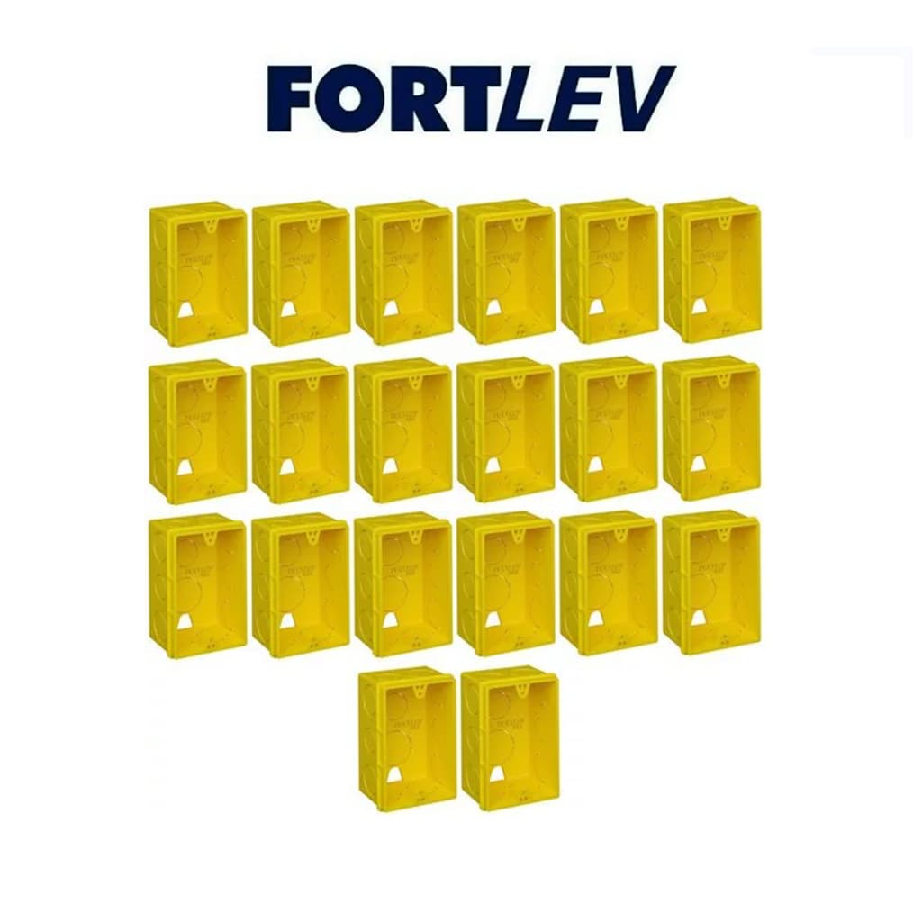Kit 20 Caixinhas de Luz Embutir 4x2 Amarela Reforçada FORTLEV