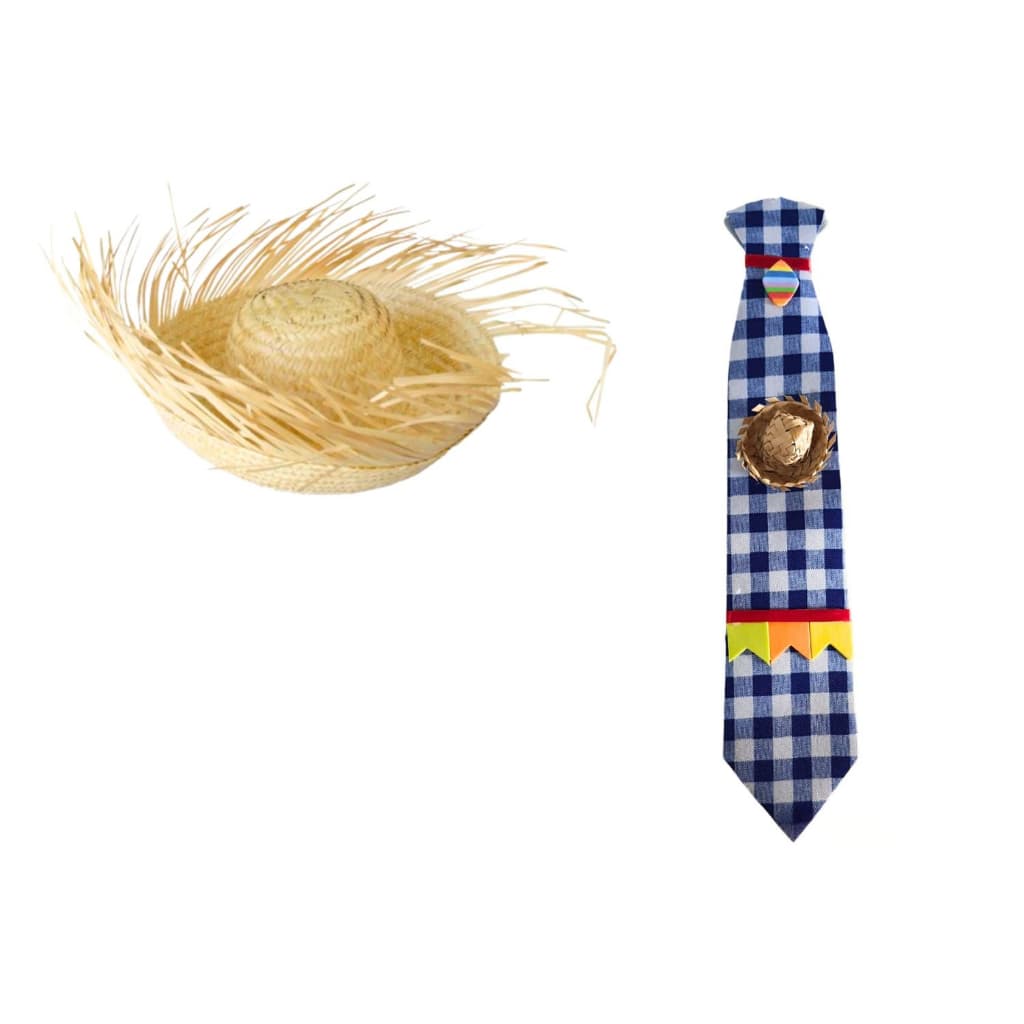Kit festa junina chapeu e gravata infantil adulto