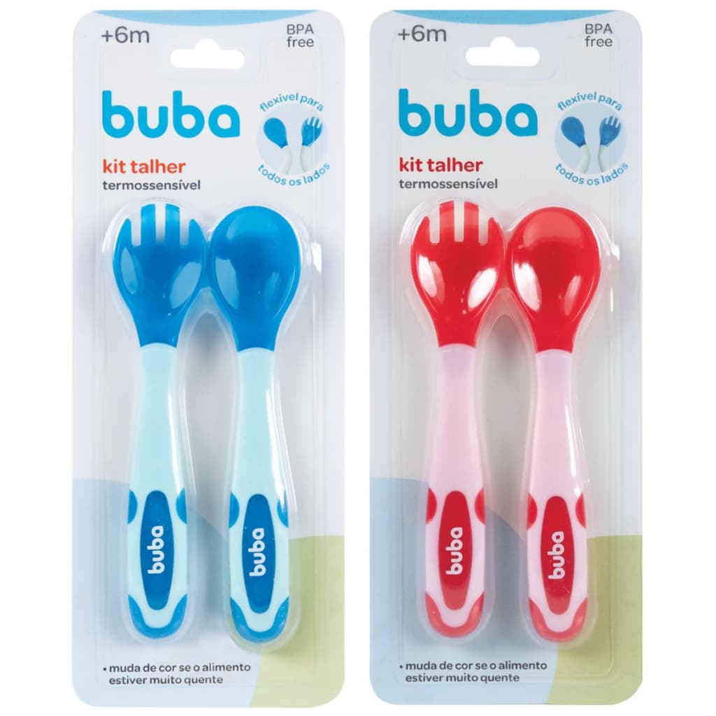 Kit Talher Colher e Garfo Flexível Termossensível Buba