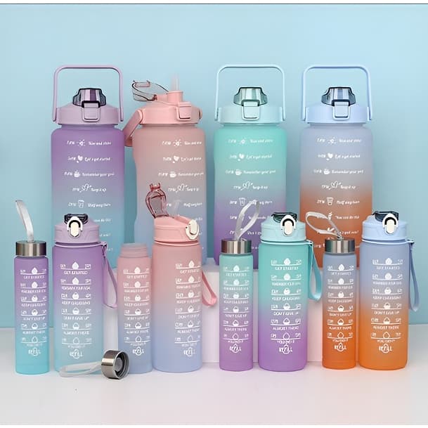 Garrafa Água Academia Squeeze Motivacional Plástico Resistente  Com Alça 2000ml 900 ml 300ml Perfeitas para Dia-a-Dia Esportes Academia