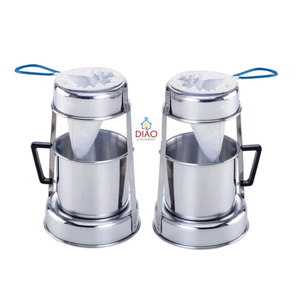 Kit 2 coador de café alumínio Com lindo Suporte e Leiteira