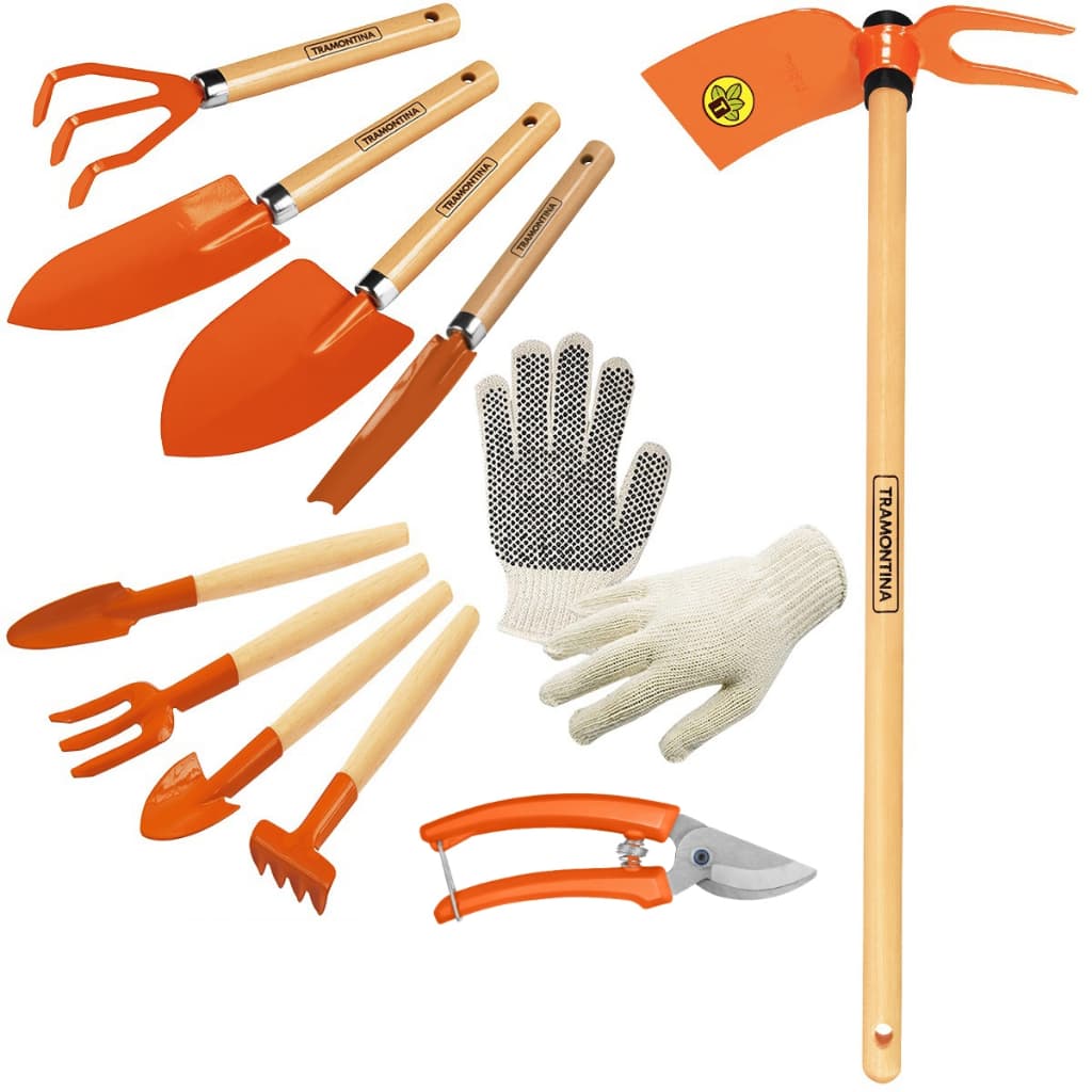 Kit 10 Peças Ferramentas De Jardinagem Para Poda Horta Plantas Tramontina E Luva