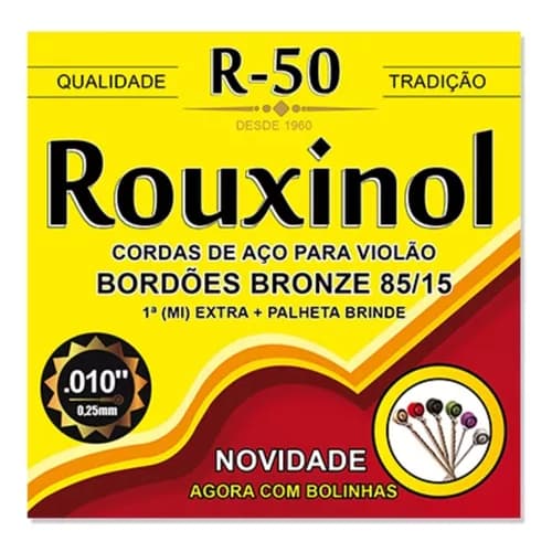 Encordoamento Rouxinol R50 P/ Violão Aço 010 Bronze 85/15