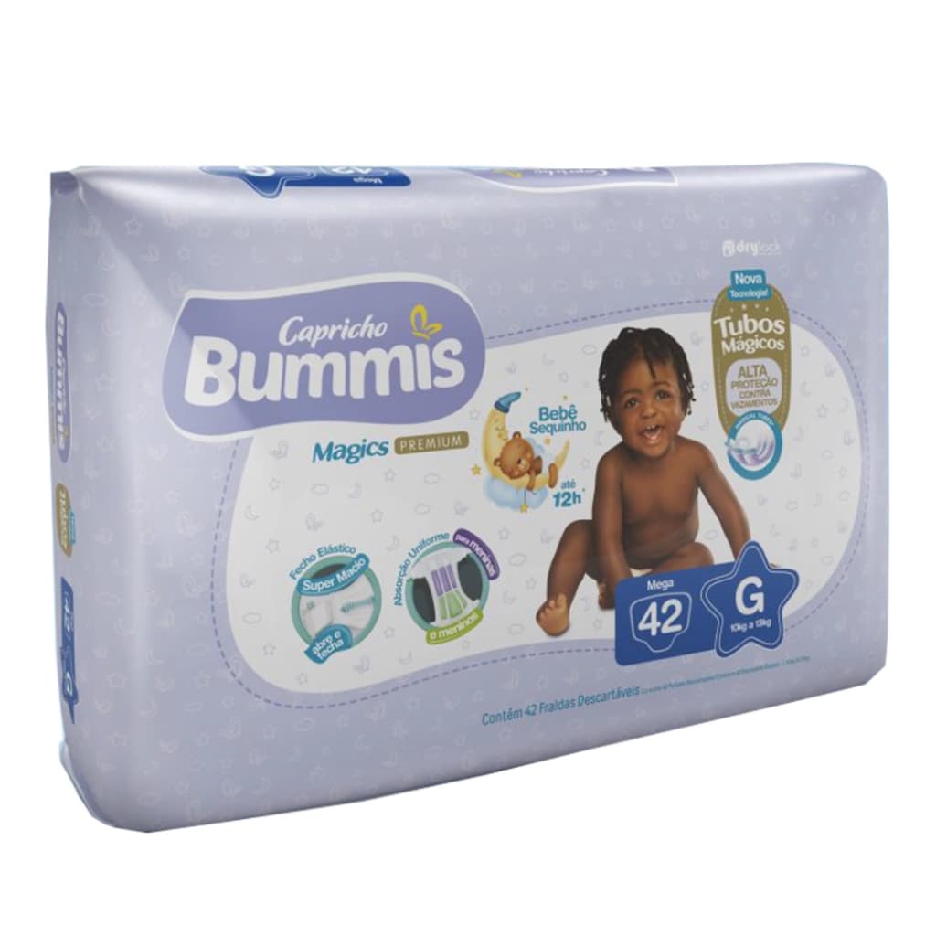 Fralda Capricho Bummis Mega Tamanho G - 42 Unidades - 9 a 13kg