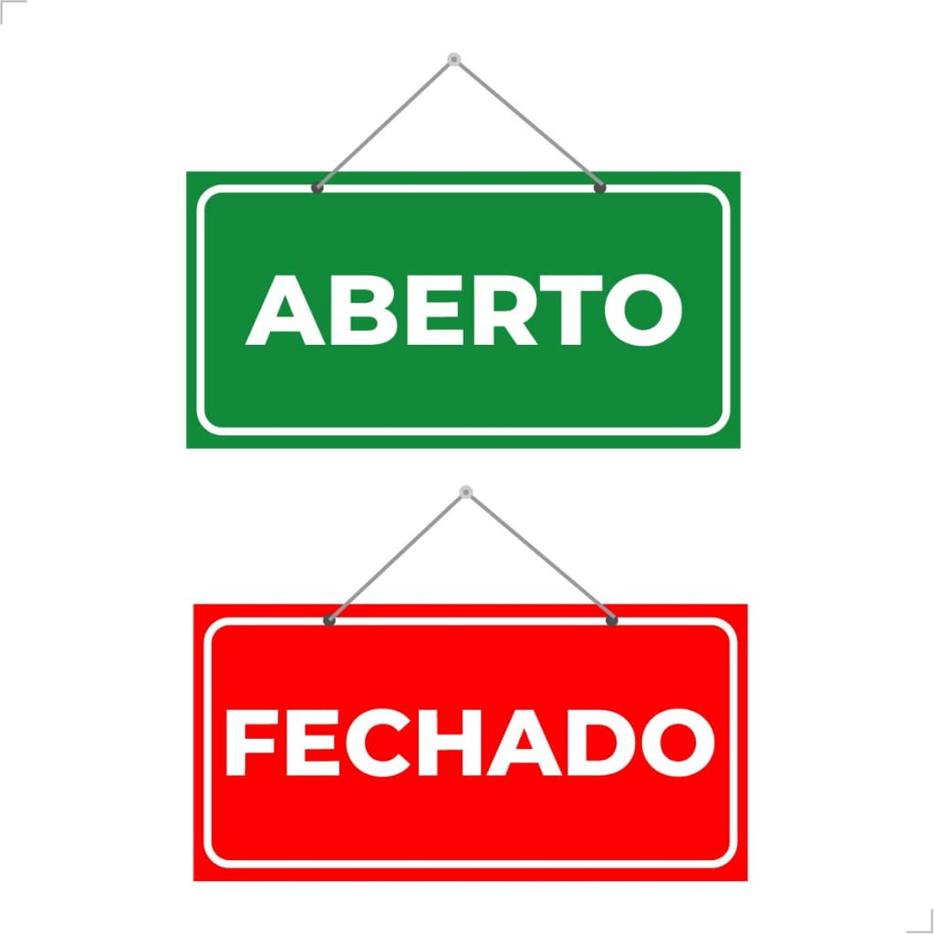 Placas de sinalização  Aberto Fechado Frente e Verso em pvc