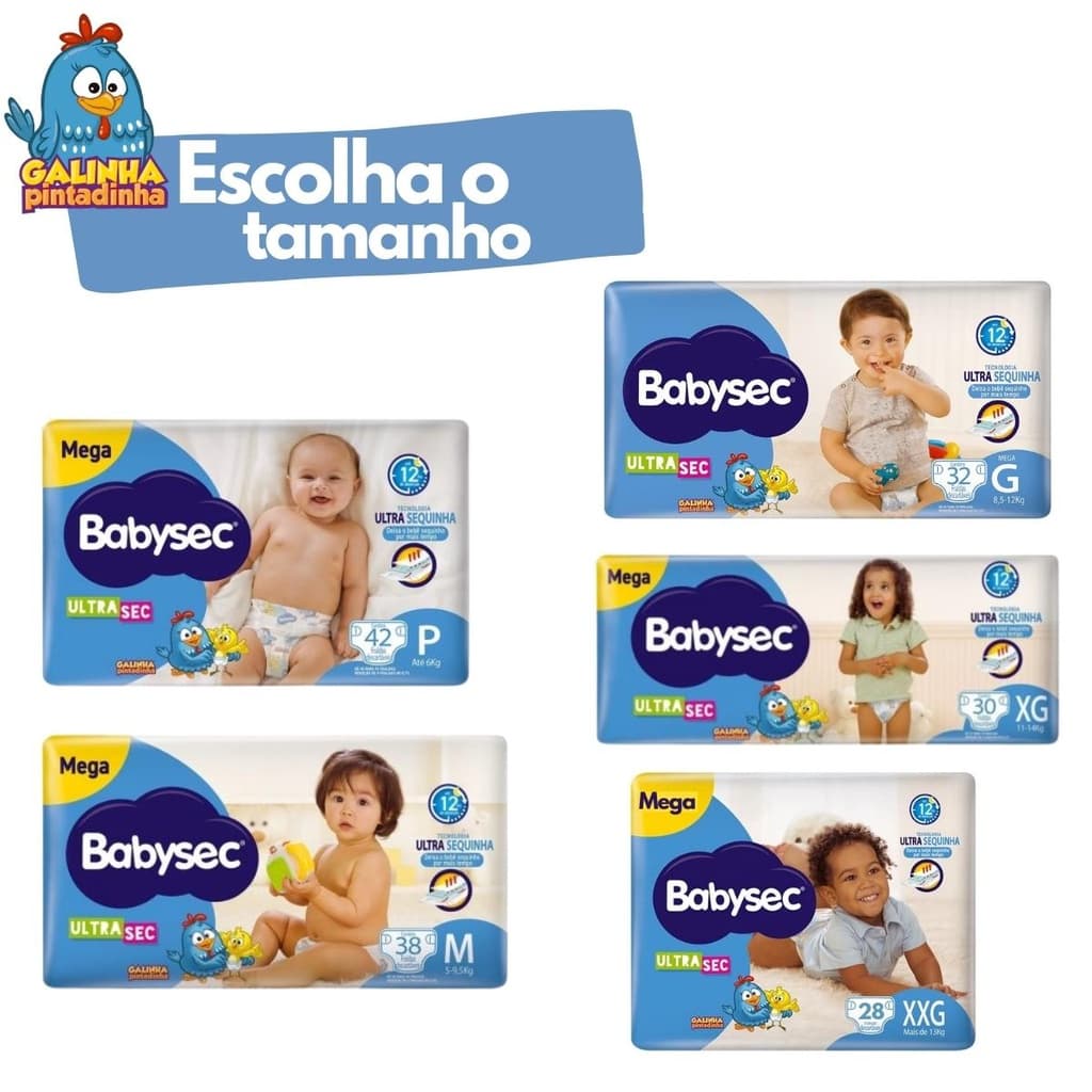 Fralda Babysec Galinha Pintadinha Mega Todos os Tamanhos