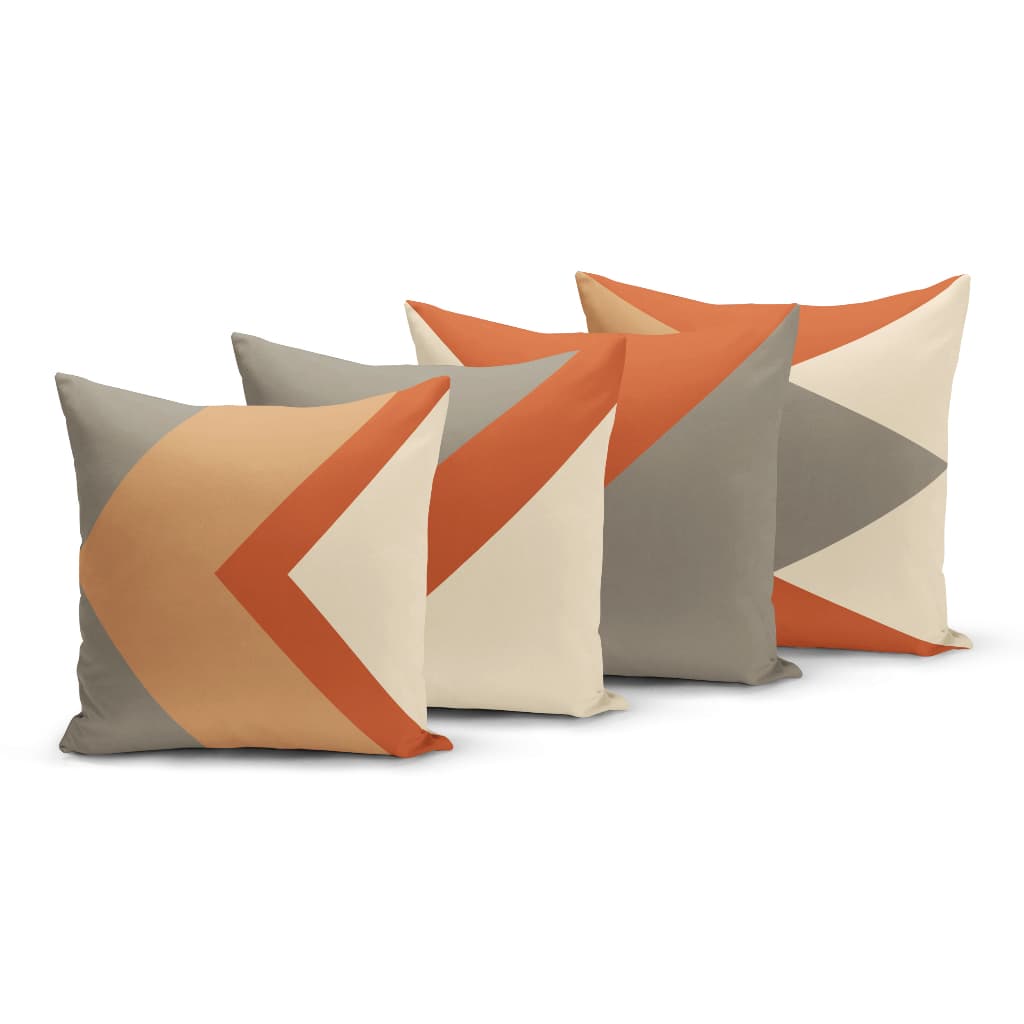 Kit 4 Capas de Almofadas 45x45cm Geométrica Colorida Laranja e Bege - Yuzo