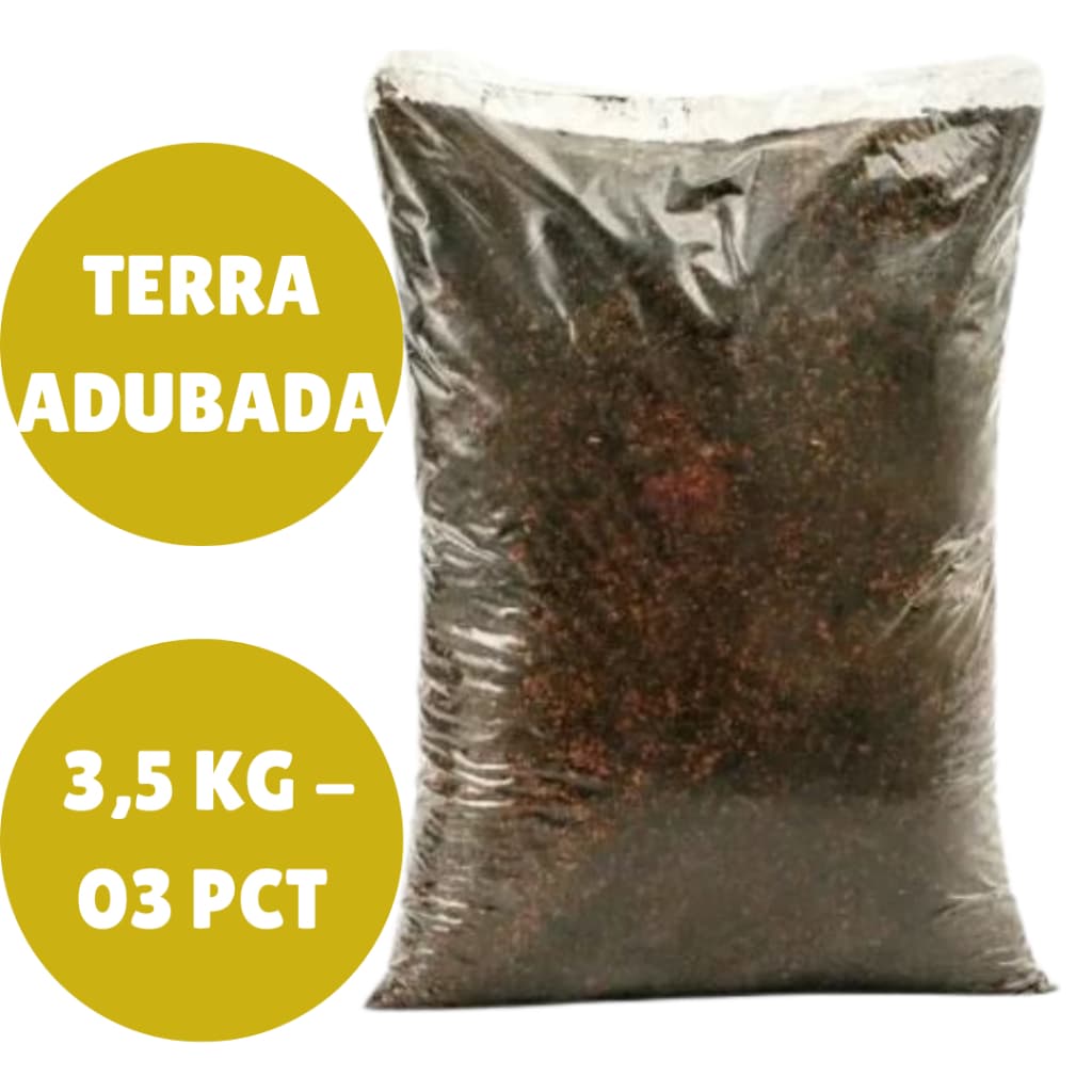 Terra Adubada 3,5 Quilos Plantações, Flores, Hortas 03 Pct