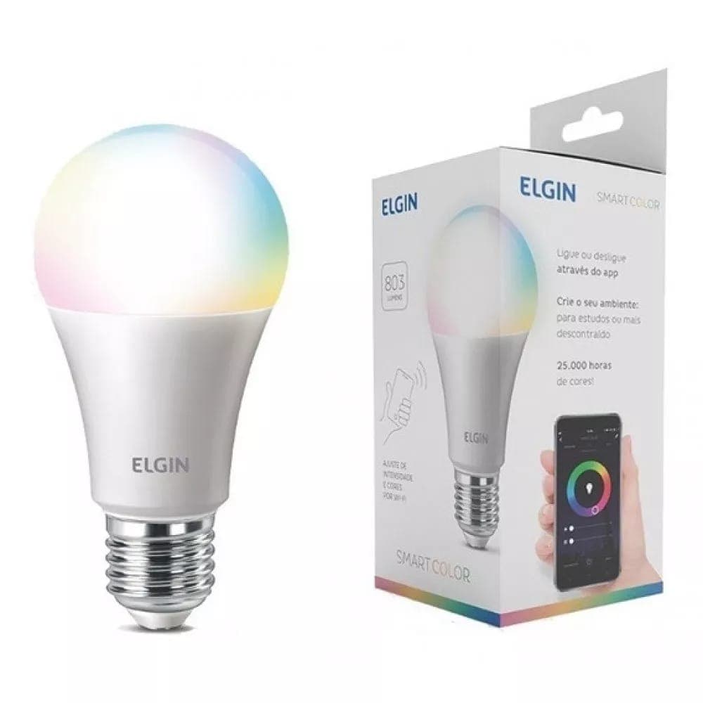Lâmpada Inteligente Smart Color 10W Elgin RGB Wifi Compatível com Alexa e Google Home