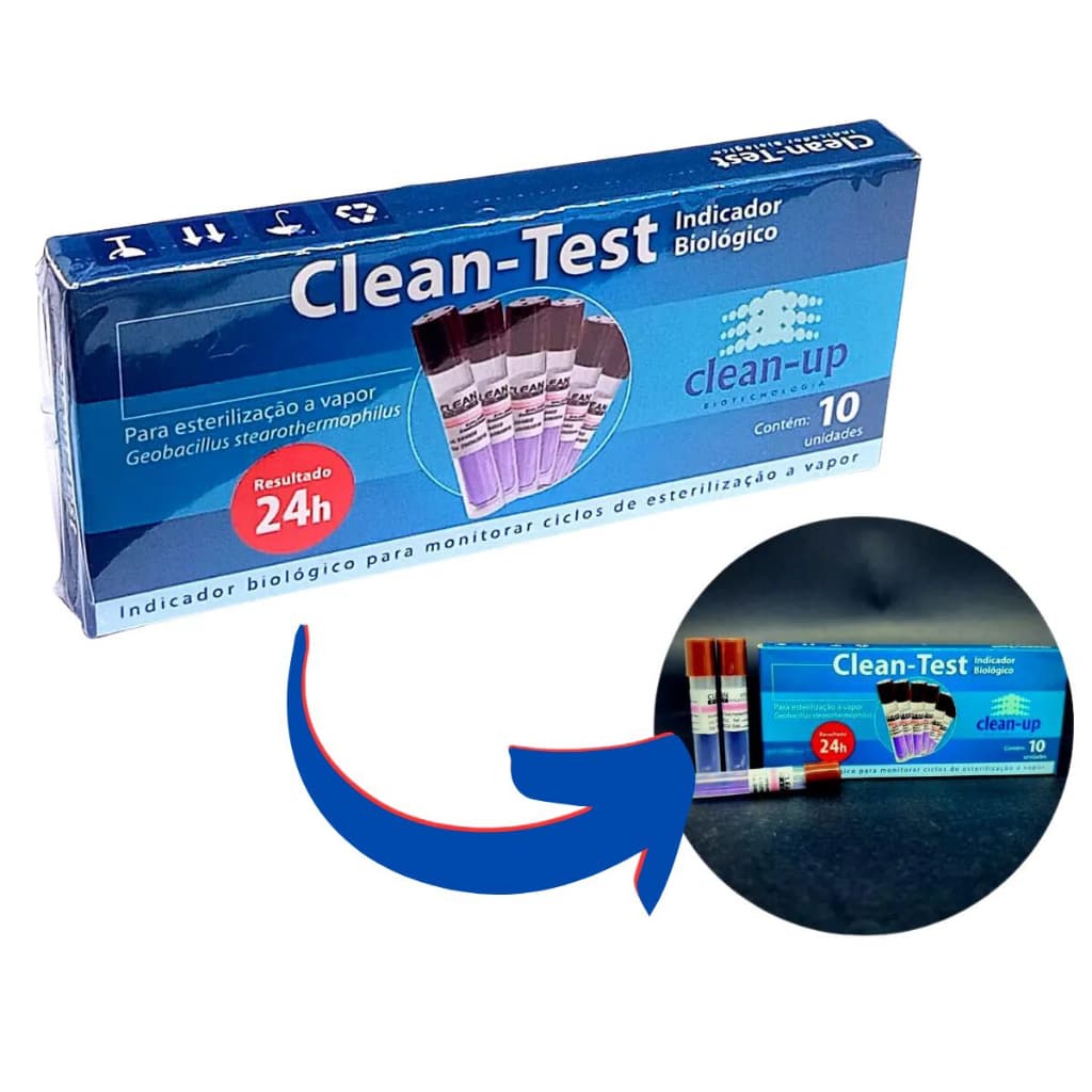 Teste Biológico Indicador  Autoclave 20 Ampolas Cleanup Esterilização Manicure Tatuagem Odonto