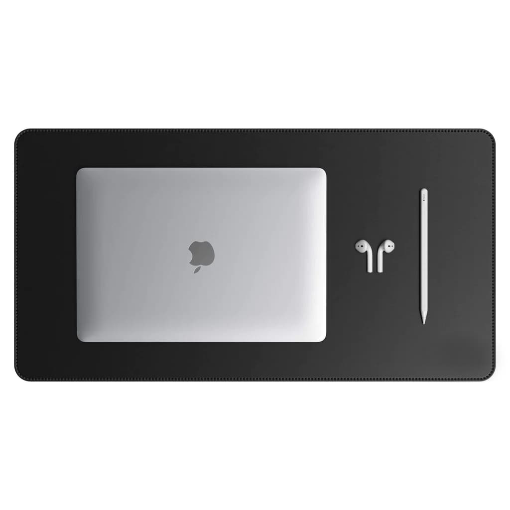 Mouse Pad Grande Couro Dupla Face Preto Caramelo