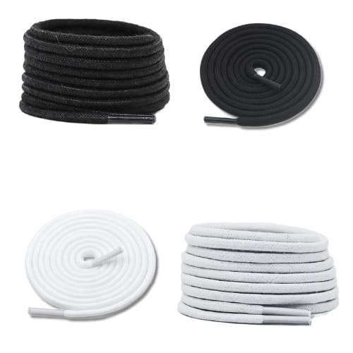 Cadarço Roliço 120cm (1 Par) Branco e Preto - Cordão para Bermudas, Calças e Moletom