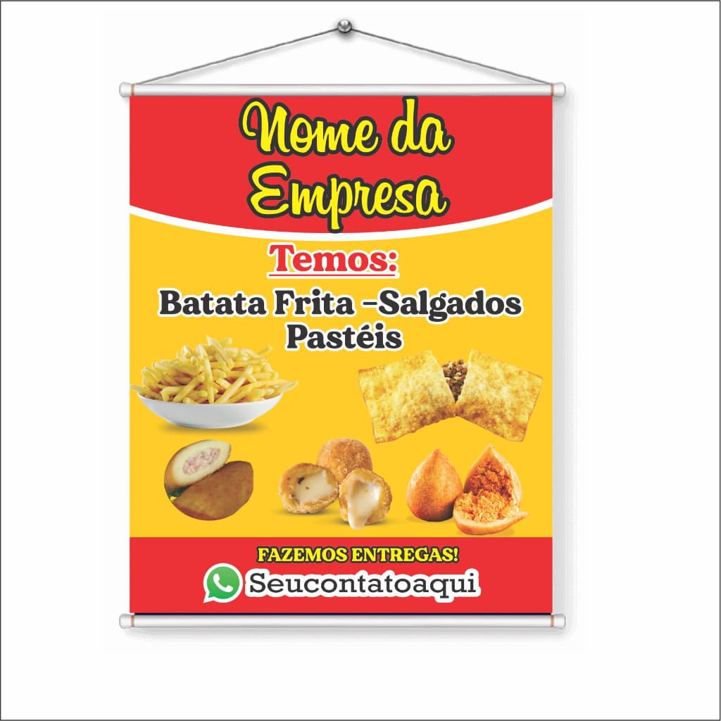 Banner Comercial Lanchonete Batata Frita Salgados e Pastel