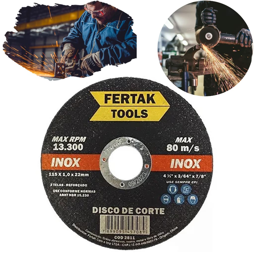 Disco De Corte Fino Inox 4.1/2 X 1,0 Esmerilhadeira 100 Pçs