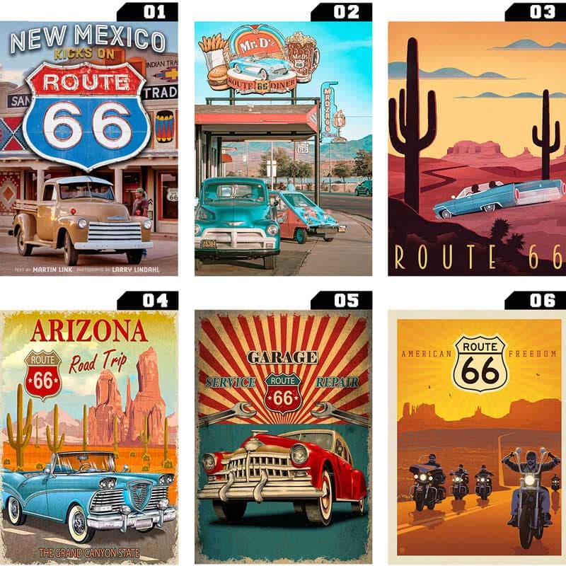 Placa Decorativa Route 66 - Placa decorativa personalizada Rota 66 Placa Retro