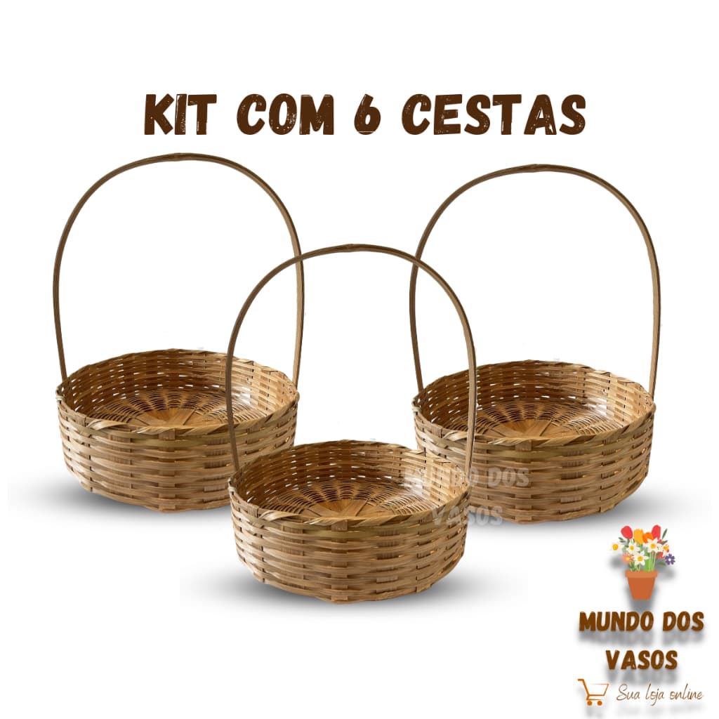 kit 06 cesta decorativa fraldeira de bambu 20CM dia das mães \ dia dos namorados \ Presente pais