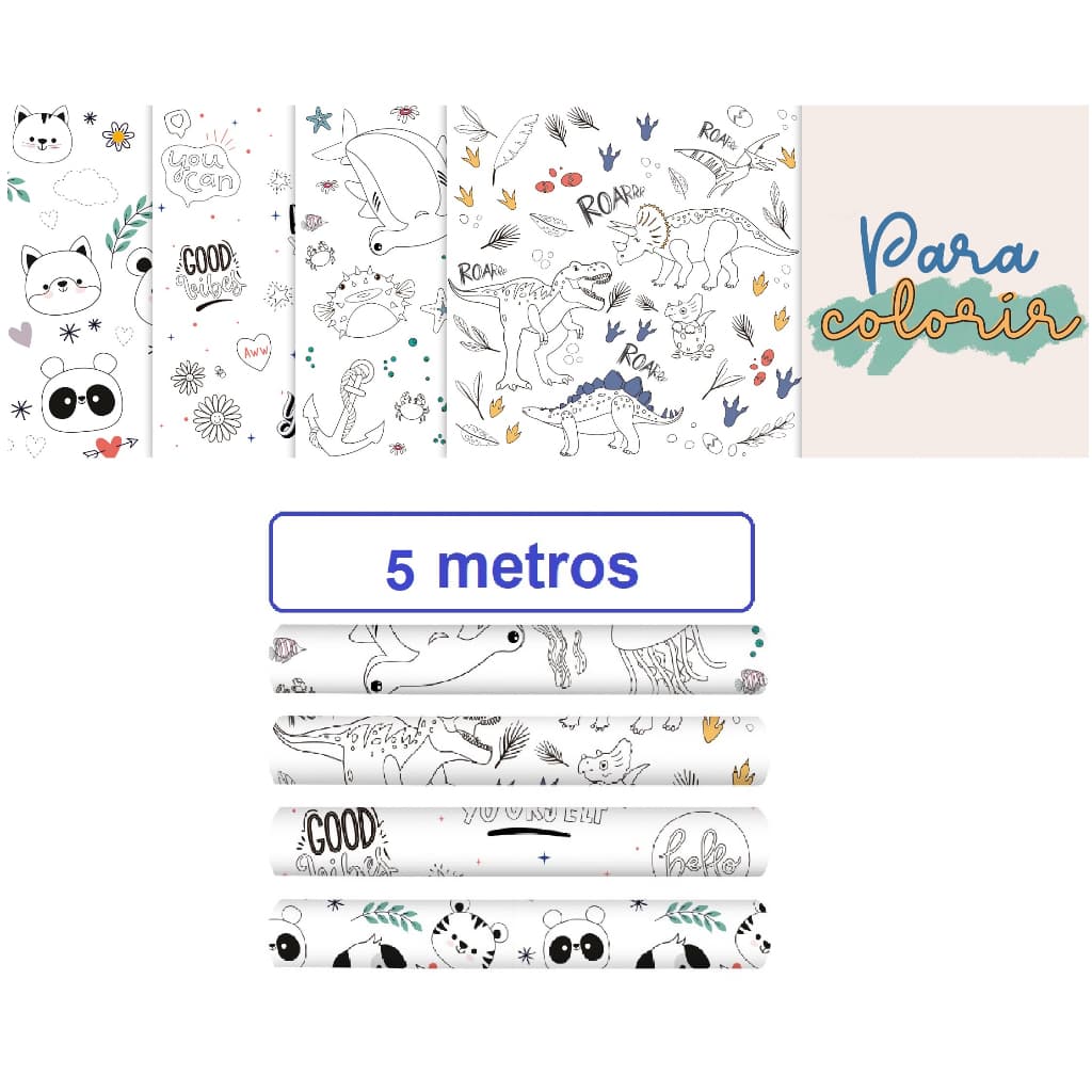 Papel adesivo para colorir de parede e envelopamento 5 metros x 45cm infantil