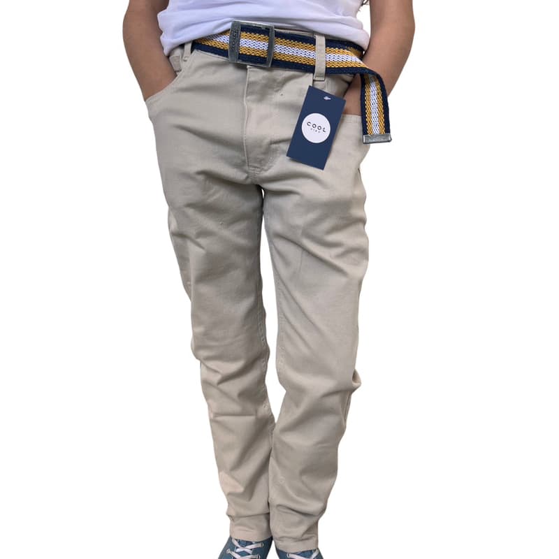Calça Infantil bege Menino sarja masculina 1 2 3 4 6 8 10 12 14 e 16anos