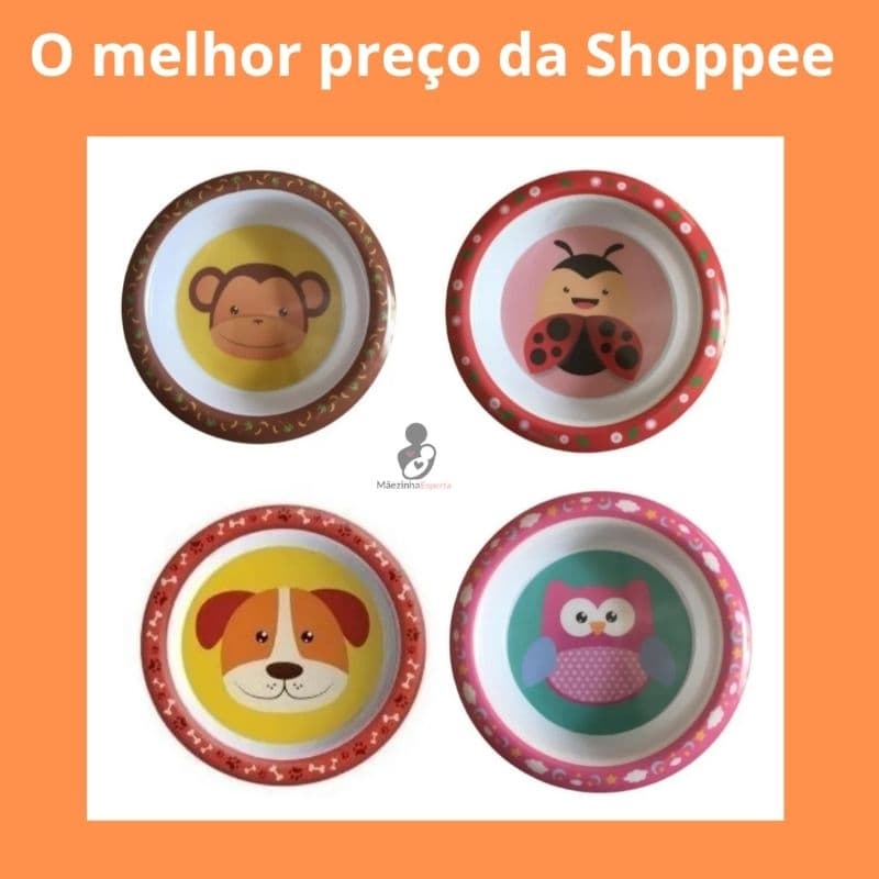 Bowl prato infantil para lanche primeira alimentação prato fundo infantil com vários personagens de bichinho