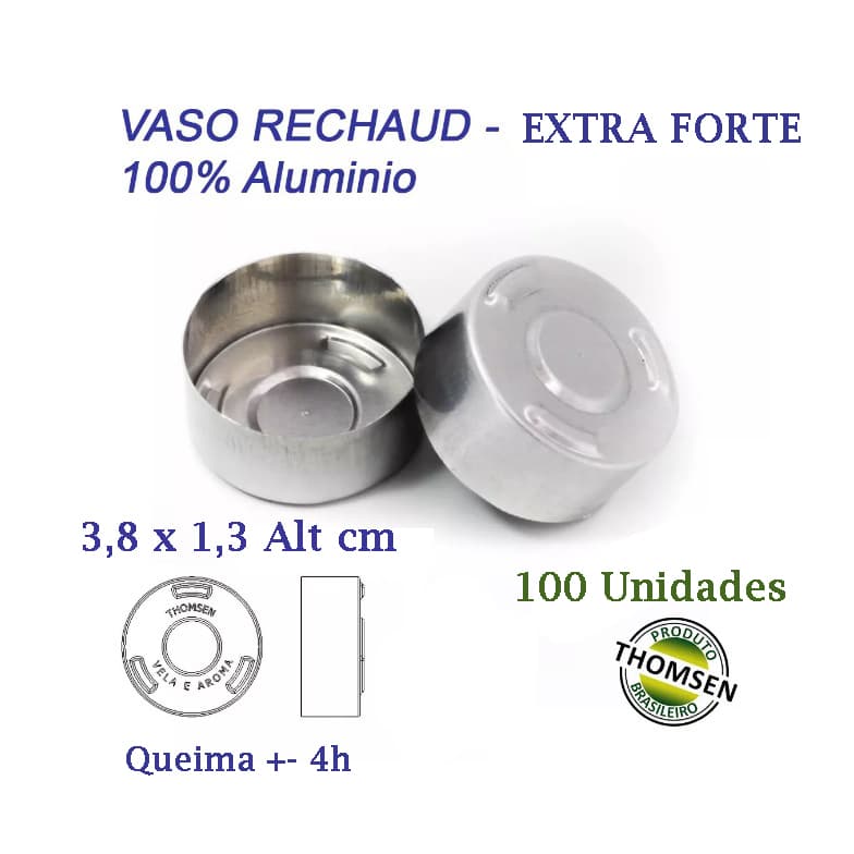 100 und Vaso p/ Vela Réchaud Extra Forte 100% Alumínio richo RJ