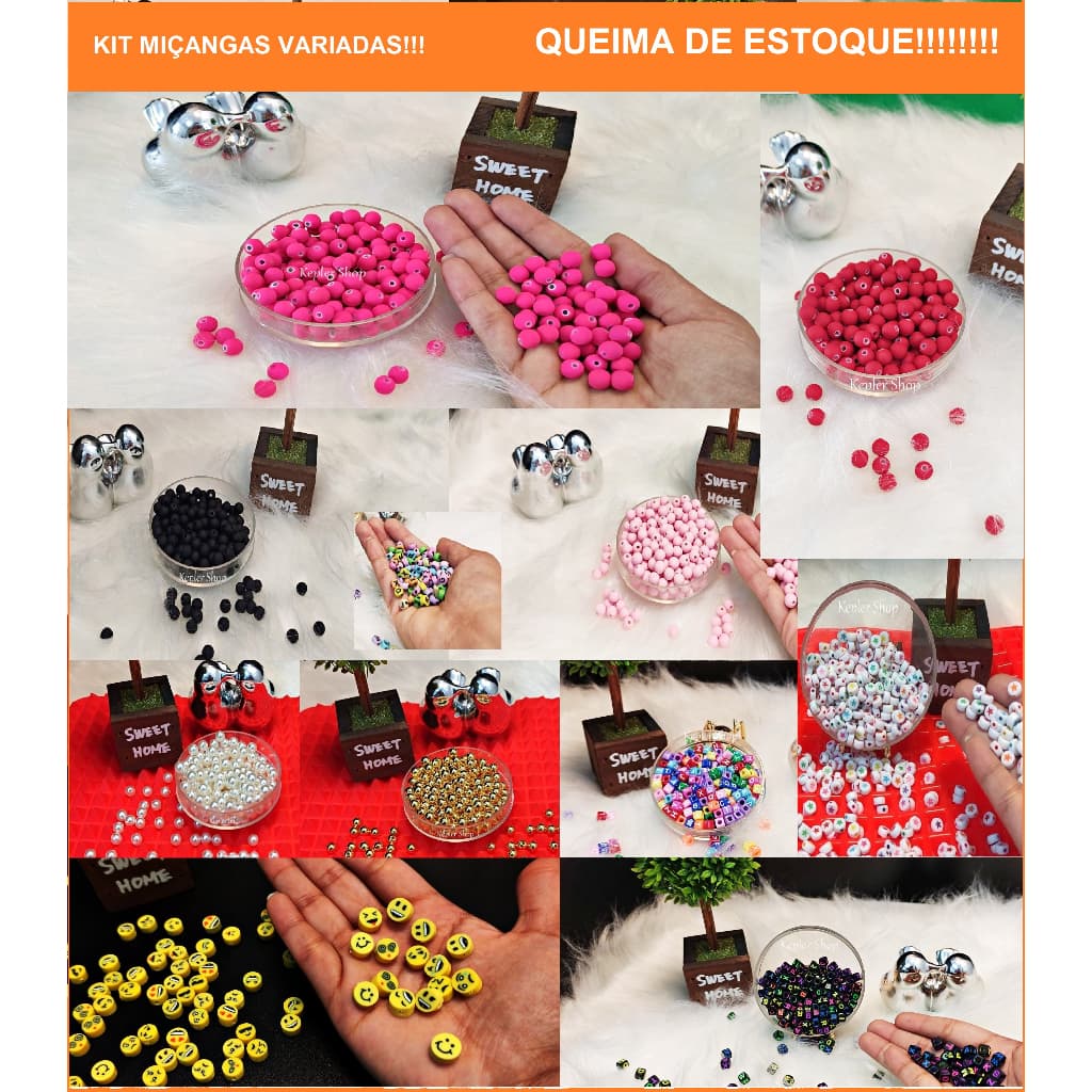Kit Miçanga Infantil Letras Lindas Alfabeto Pulseira variados 400 PÇ