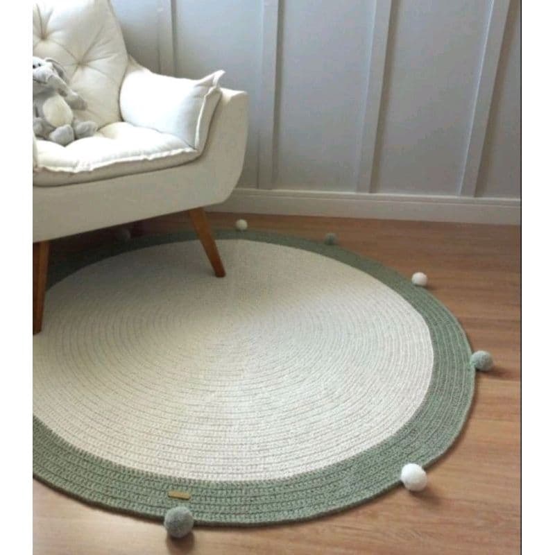 Tapete Redondo de Crochê para quarto de Bebê tapete Personalizado Safari de crochet