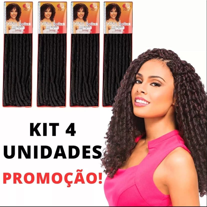 Kit 4 Pacotes Cabelo Nina Softex Original 240g Fibra Premium Leve Macio E Natural Crochet Braids