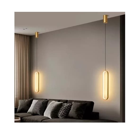Luminaria Pendente Led Slim Oval Cor Ouro Velho Lustre Pendente Moderno Pendente Moderno Luminária