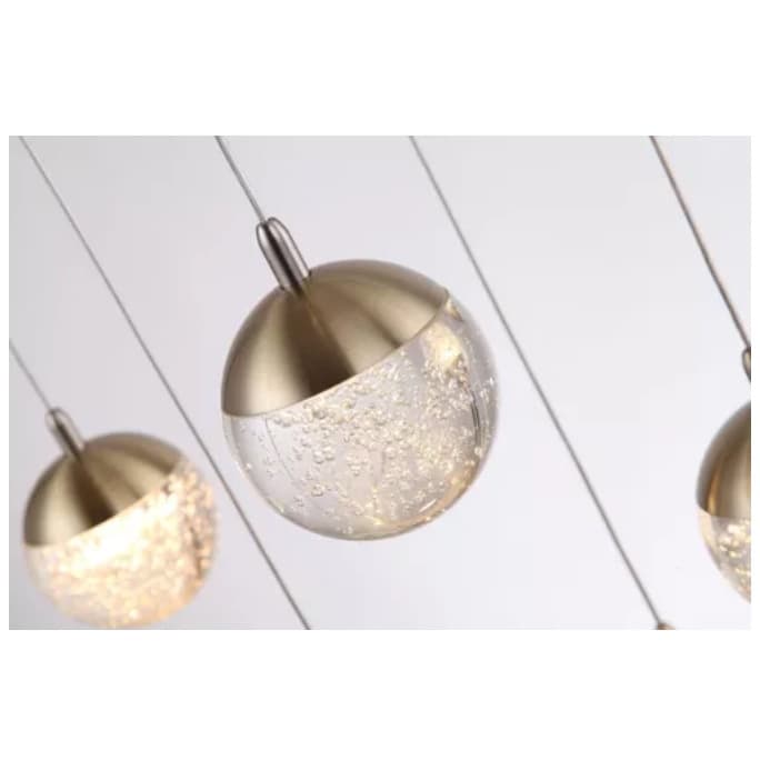 Pendente Moderno Lua Cheia Globo Bola Bolinha Led Cristal 5w Dourado Luminária Pendente