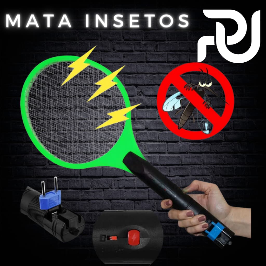 Raquete Elétrica Recarregável 110v/220v Mata Pernilongo Mosquito Mosca Insetos