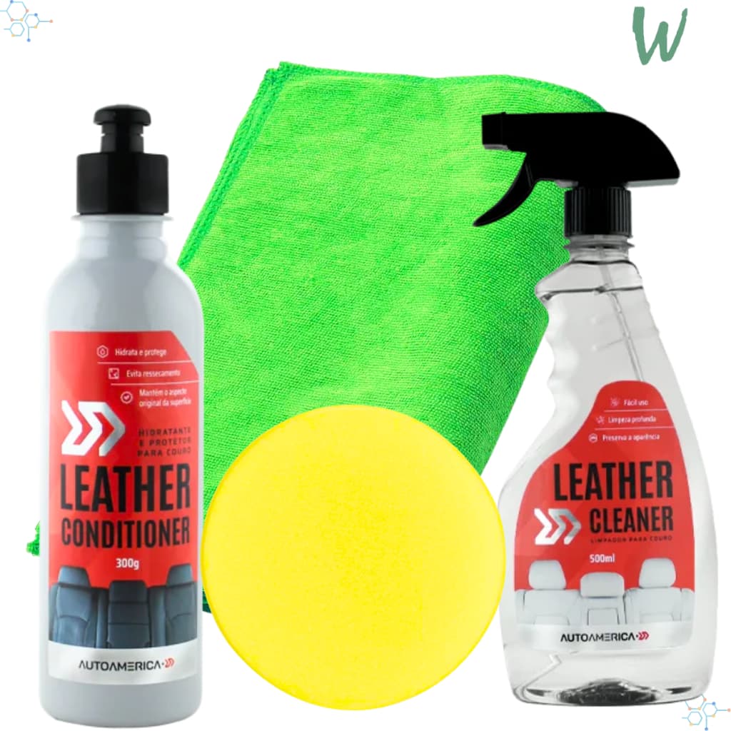 Kit Limpa e Hidrata Couro Leather + Limpador + Flanela + Aplicador