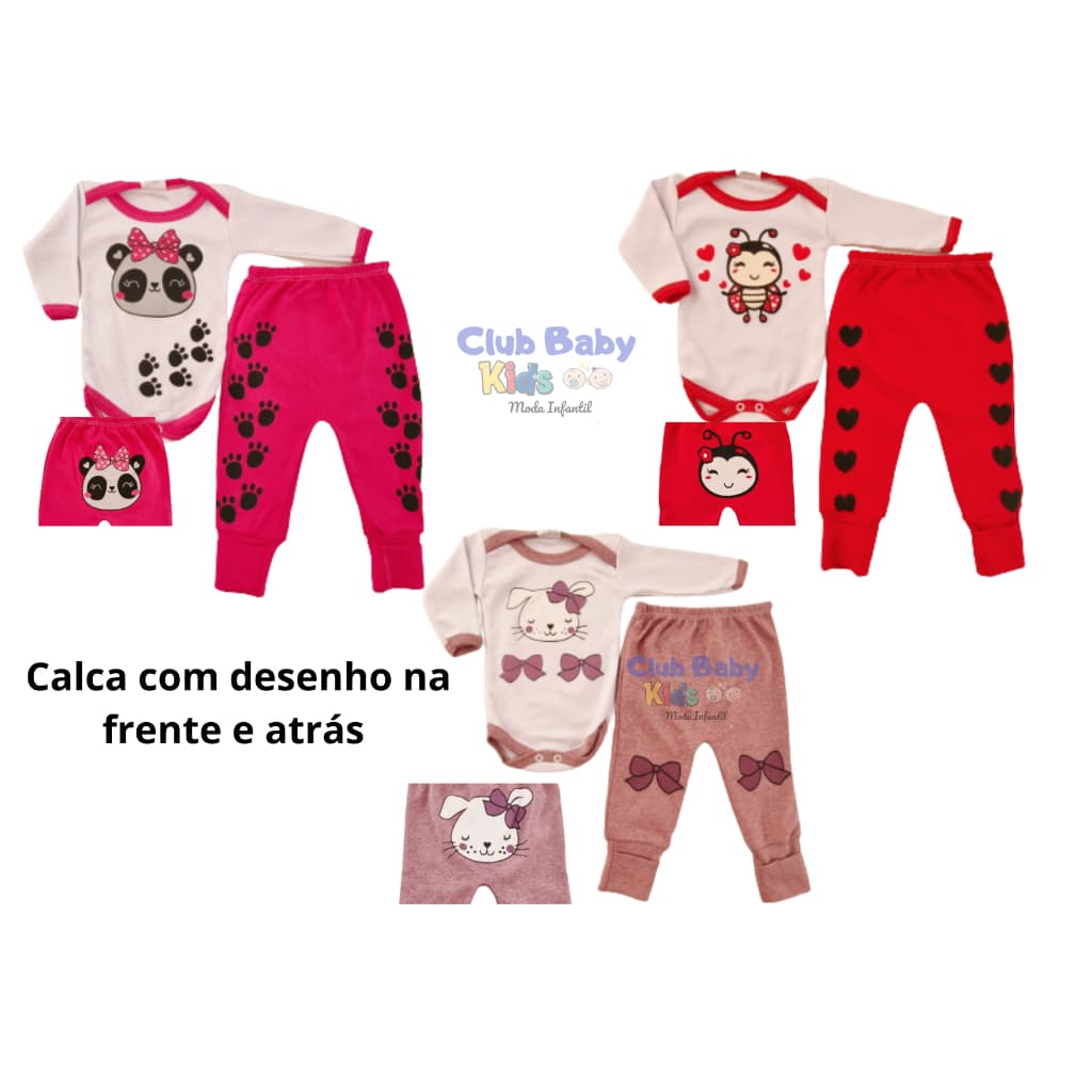 Kit 6 Peças Body E Mijão Estampado 100% Algodão Menina ou menino