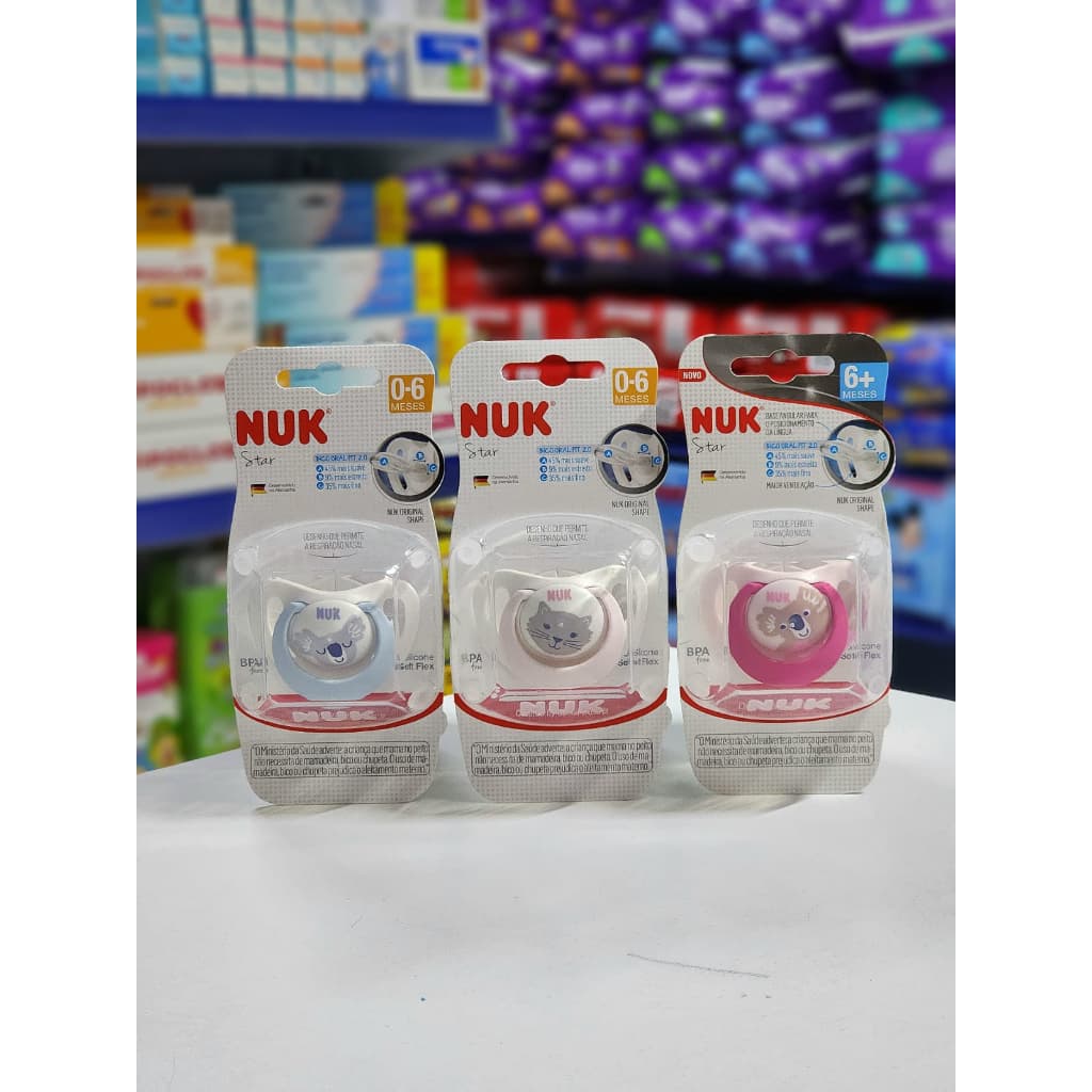 Chupeta Nuk Star, Tam.1(0~6meses), Tam.2(6~18meses) e Tam.3(18+ meses) ORIGINAL